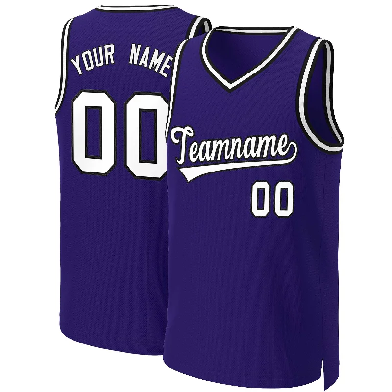 Authentic soccer jersey for collectors-Authentic basketball jersey for collectors-Custom Purple White-Black Classic Tops Basketball Jersey