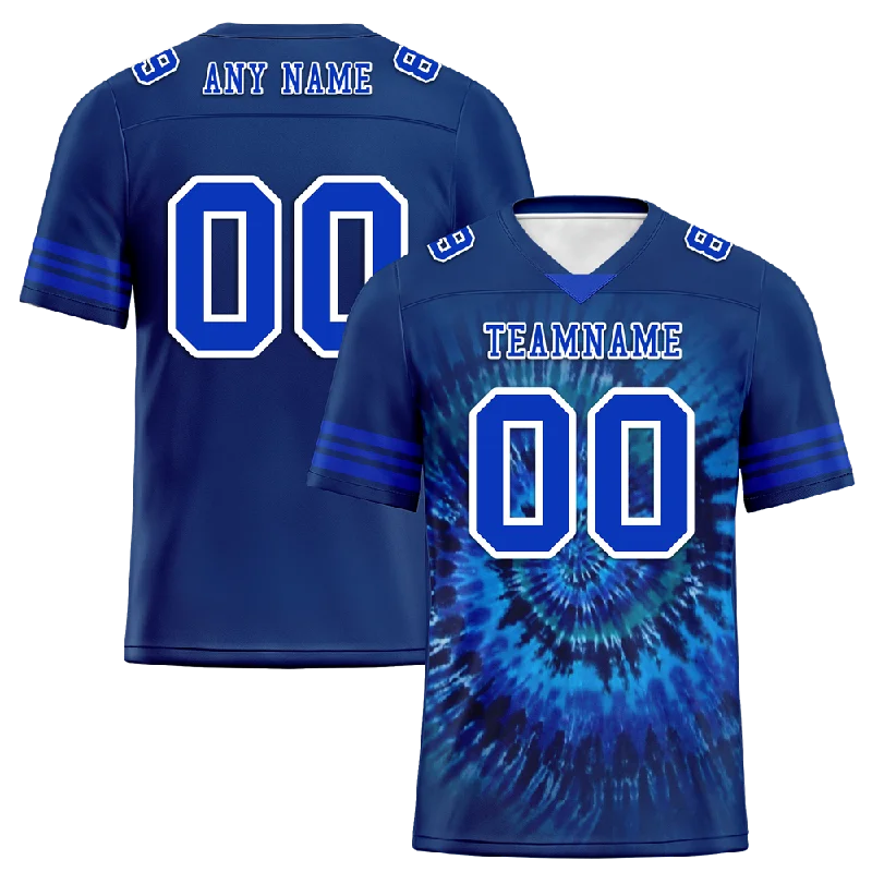 Personalized soccer jersey for team pride-Custom Blue Tie Dye Blue Personalized Authentic Football Jersey FBJ02-bc0fa7b