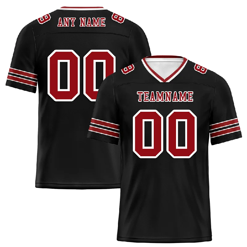 Soccer jersey with custom logo embroidery-Custom Black Sleeve Stripes Brown Personalized Authentic Football Jersey FBJ02-bc0f08c