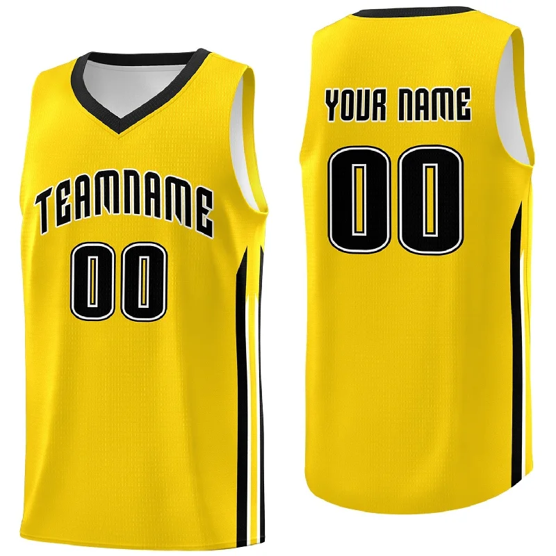 Custom soccer jersey with custom design options-Custom basketball jersey with custom design options-Custom Yellow Black Classic Tops Athletic Casual Basketball Jersey