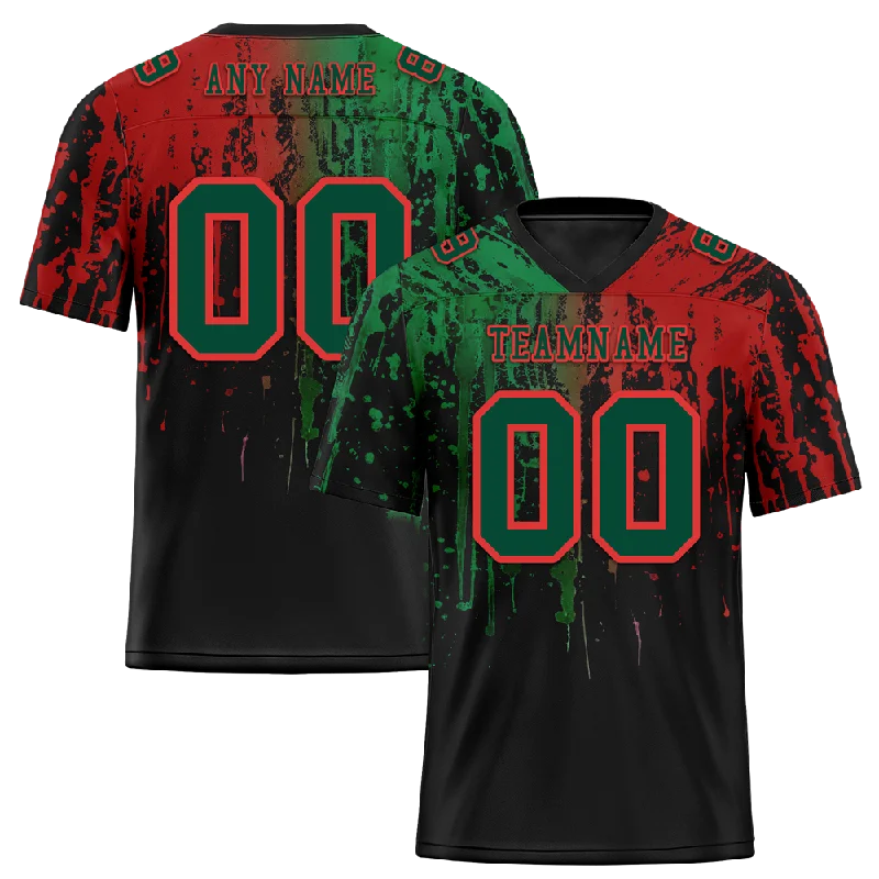 Personalized soccer jersey with team logo-Custom Green Red Graffiti Pattern Green Personalized Authentic Football Jersey FBJ02-bc0faca