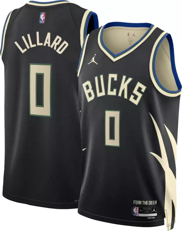 Soccer jersey for casual and professional athletes-Basketball jersey for casual and professional athletes-Damian Lillard Milwaukee Bucks Jersey