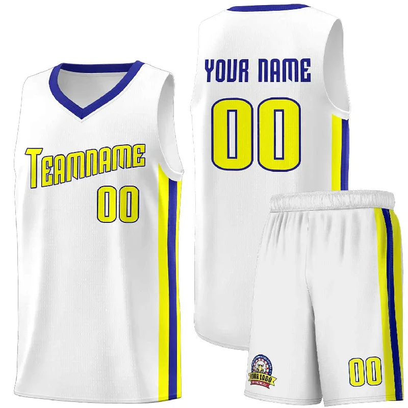 Personalized soccer jersey for sport-themed parties-Personalized basketball jersey for sport-themed parties-Custom White Yellow-Royal Classic Sets Sports Uniform Basketball Jersey