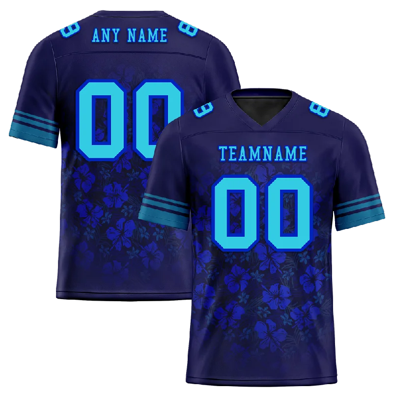 Soccer jersey with team patches and logo customization-Custom Blue Tie Dye Aqua Personalized Authentic Football Jersey FBJ02-bc0fa87