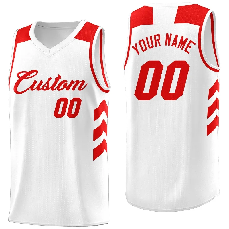 Custom soccer jersey with contemporary designs-Custom basketball jersey with contemporary designs-Custom White Red Classic Tops Fashion Sportwear Basketball Jersey