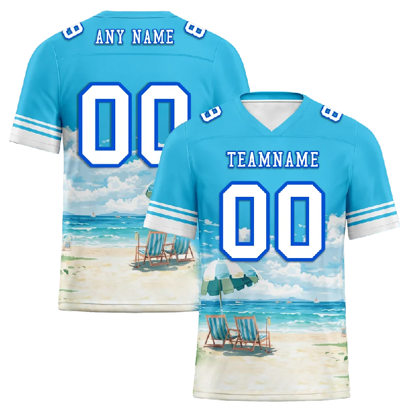 Custom soccer jersey with special fabric for comfort-Custom Aqua Hawaii White Personalized Authentic Football Jersey FBJ02-bc0fa99