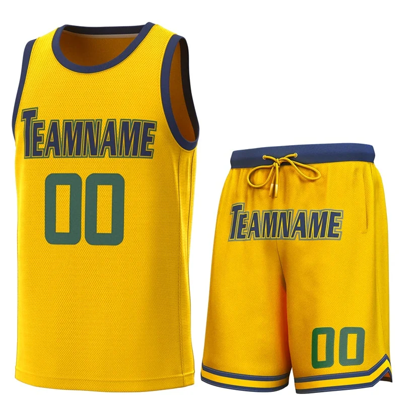 Custom soccer jersey for fan events and parades-Custom basketball jersey for fan events and parades-Custom Yellow Navy Classic Sets Basketball Jersey