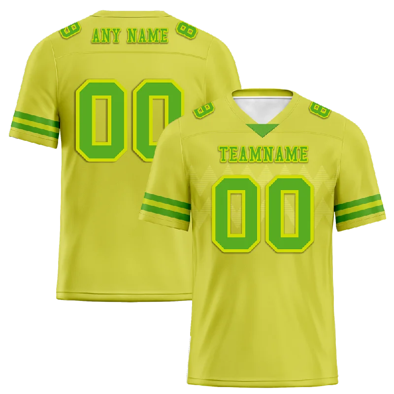 Retro-style soccer jersey with team branding-Custom Yellow Sleeve Stripes Green Personalized Authentic Football Jersey FBJ02-bc0f0d9