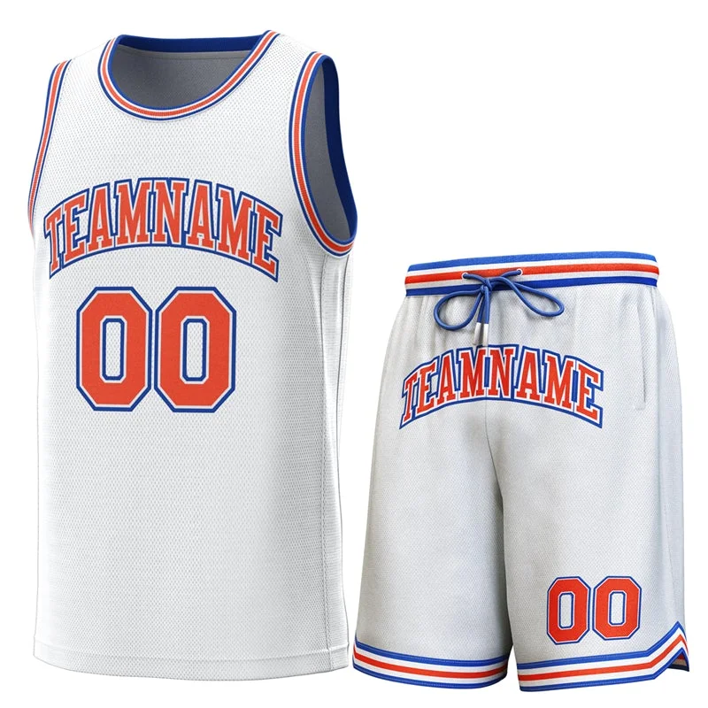 Soccer jersey with modern cut and fit-Basketball jersey with modern cut and fit-Custom White Royal-Orange Classic Sets Basketball Jersey