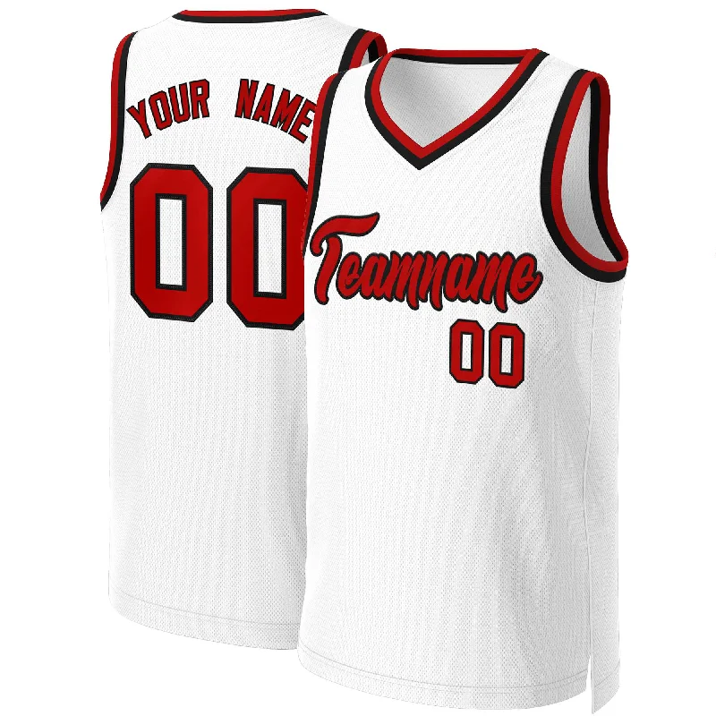 Personalized soccer jersey for school teams-Personalized basketball jersey for school teams-Custom White Red-Black Classic Tops Basketball Jersey