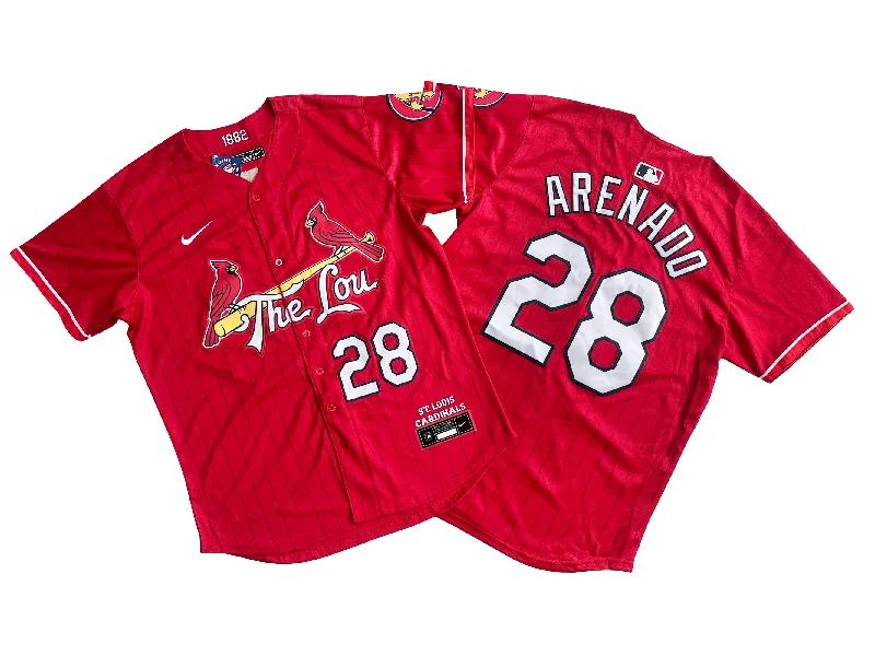 Personalized baseball jersey with team logo-Men's St. Louis Cardinals Nolan Arenado #28 Red 2024 City Connect Limited Player Jersey