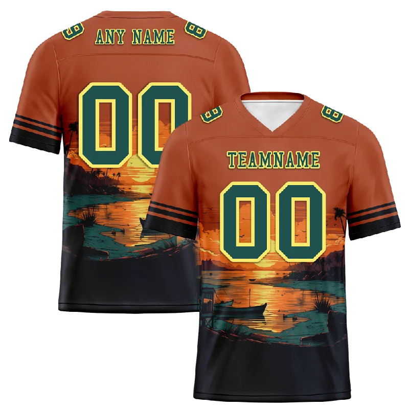 Personalized soccer jersey with custom sleeve options-Custom Orange Hawaii Aqua Personalized Authentic Football Jersey FBJ02-bc0fa9f