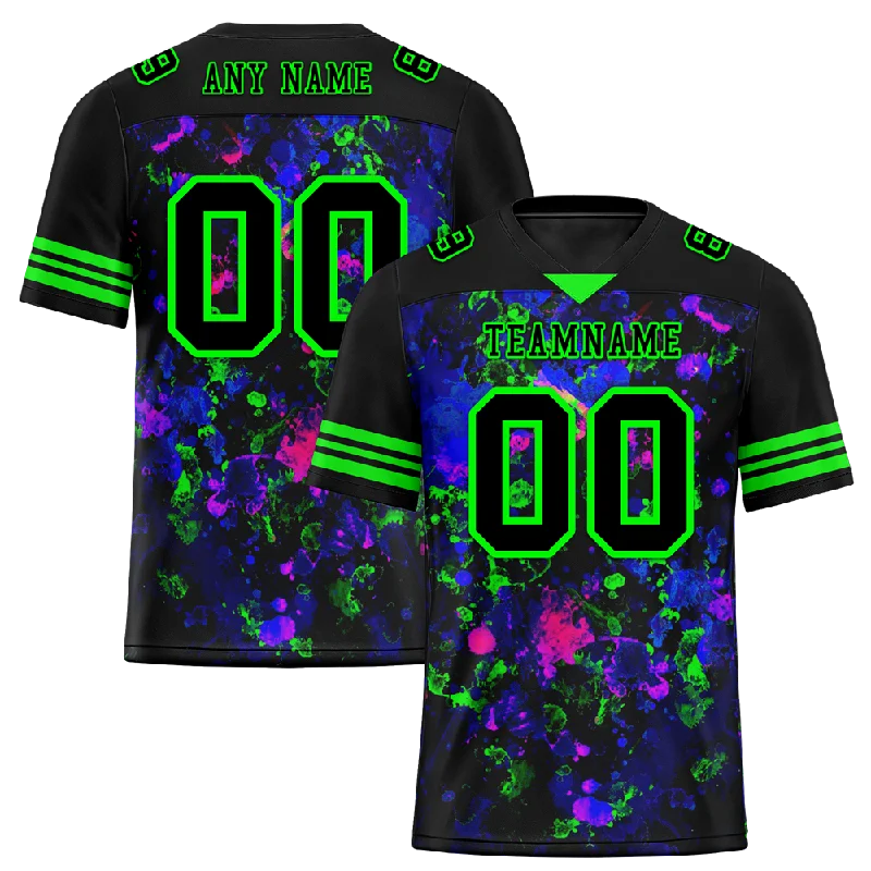 Custom soccer jersey for league championships-Custom Black Purple Tie Dye Black Personalized Authentic Football Jersey FBJ02-bc0fa80