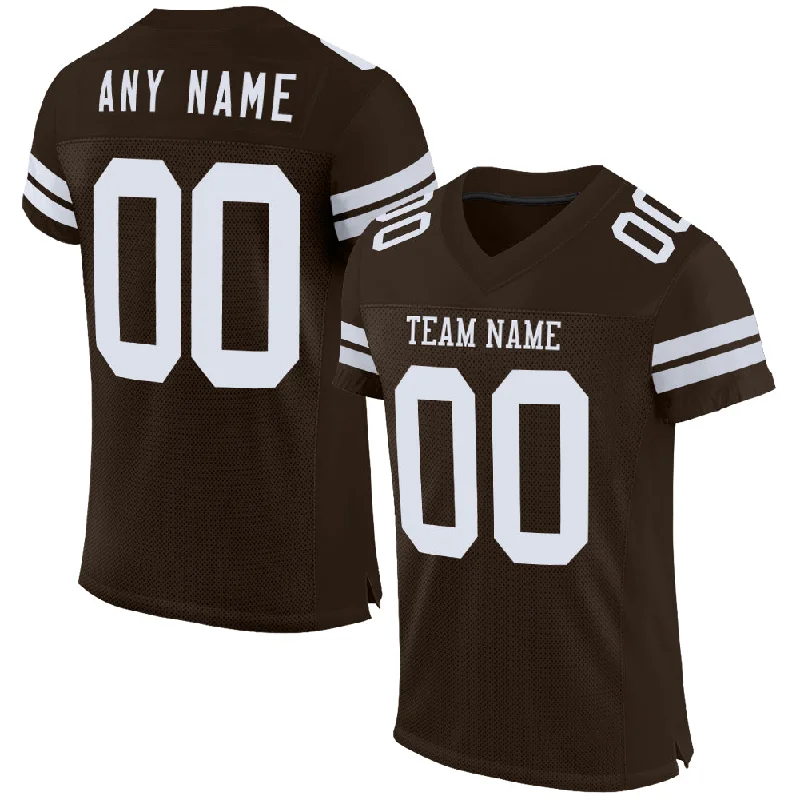 Custom soccer jersey with custom design options-Custom Brown White Mesh Authentic Football Jersey