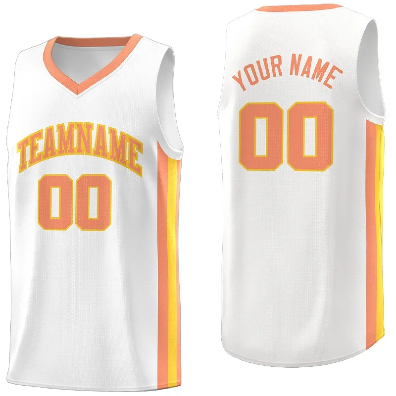 Soccer jersey for professional athletes and amateurs-Basketball jersey for professional athletes and amateurs-Custom White Orange-Yellow Classic Tops Athletic Casual Basketball Jersey