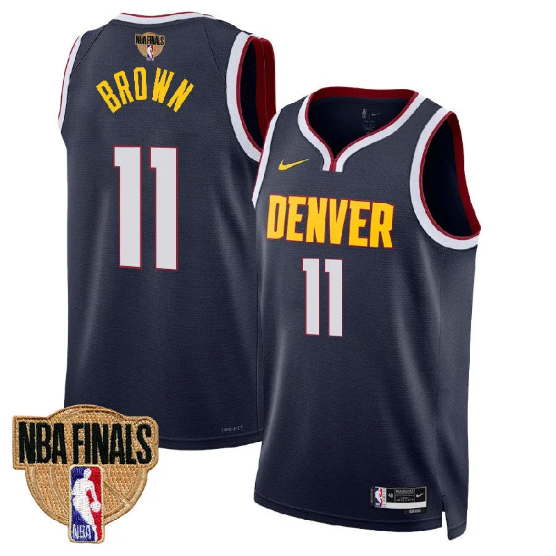 Soccer jersey with player name and number personalization-Basketball jersey with player name and number personalization-Bruce Brown Denver Nuggets NBA Finals Jersey