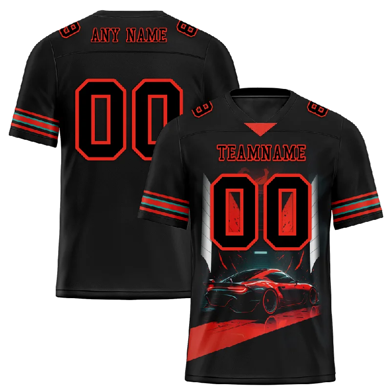 Custom soccer jersey with embroidery and design choices-Custom Black Red Drift Fashion Black Personalized Authentic Football Jersey FBJ02-bc0fb0d