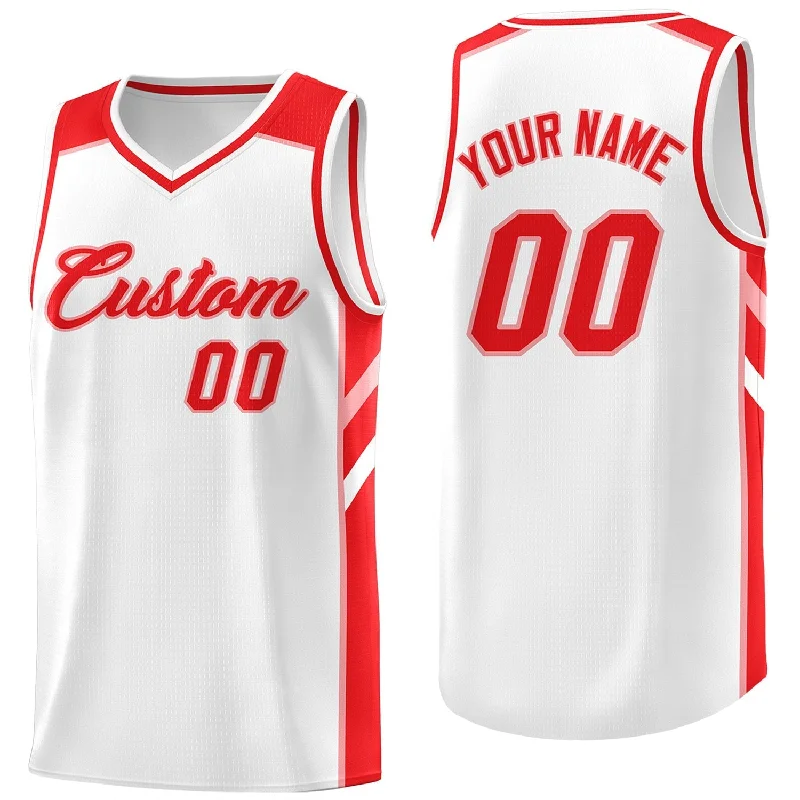 Soccer jersey for professional athletes and amateurs-Basketball jersey for professional athletes and amateurs-Custom White Red Classic Tops Fashion Sportwear Basketball Jersey