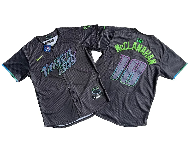 Personalized baseball jersey with cool, custom graphics-Men's Tampa Bay Rays Shane McClanahan #18Charcoal 2024 City Connect Limited Player Jersey