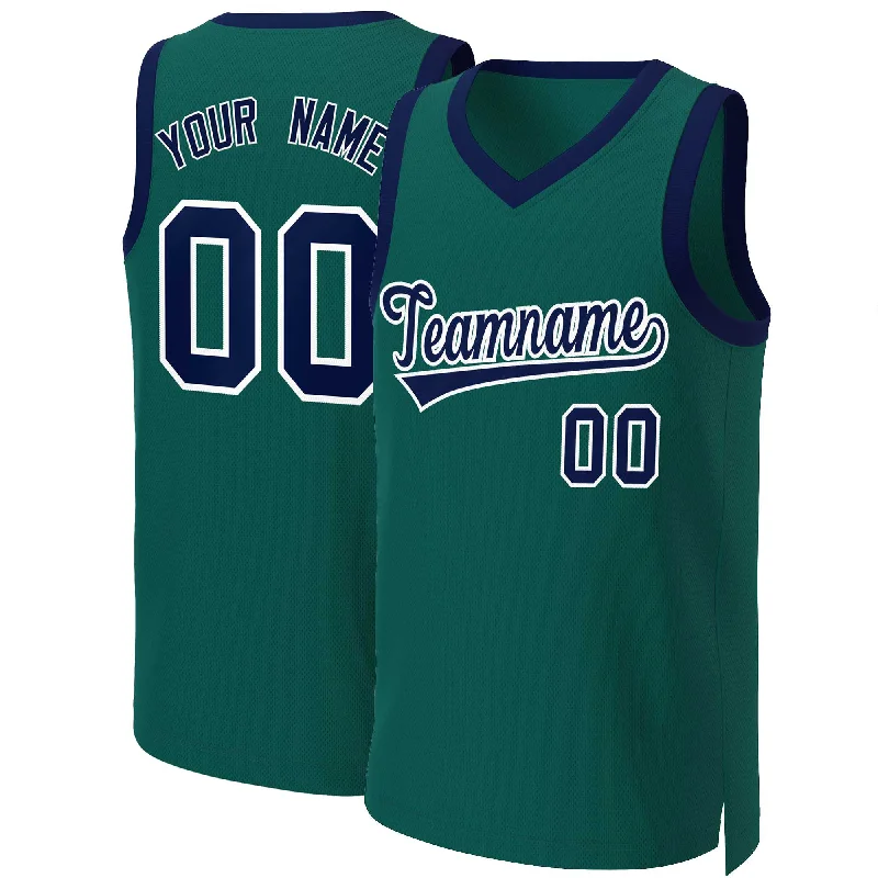 Personalized soccer jersey for fans of all ages-Personalized basketball jersey for fans of all ages-Custom Aqua Navy-White Classic Tops Basketball Jersey