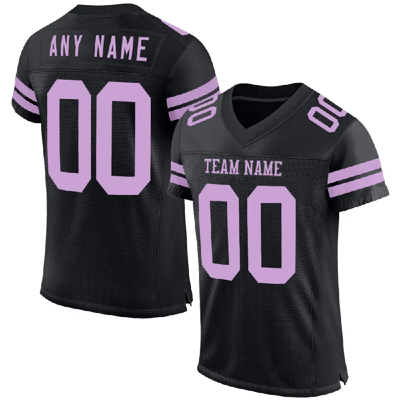 Custom soccer jersey with modern design-Custom Black Light Purple Mesh Authentic Football Jersey