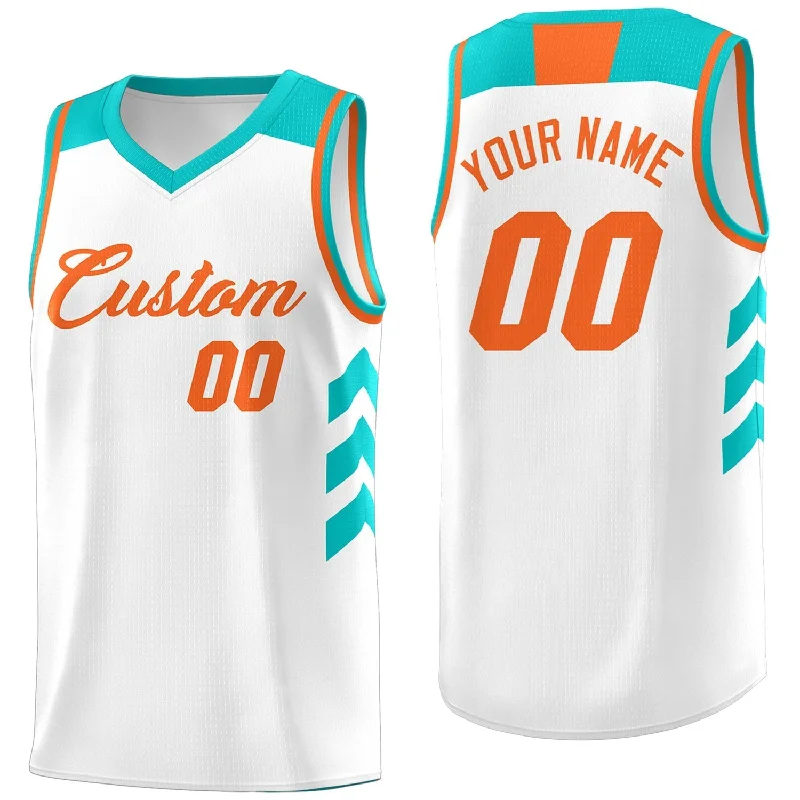 Custom soccer jersey with custom design options-Custom basketball jersey with custom design options-Custom White Orange Classic Tops Fashion Sportwear Basketball Jersey