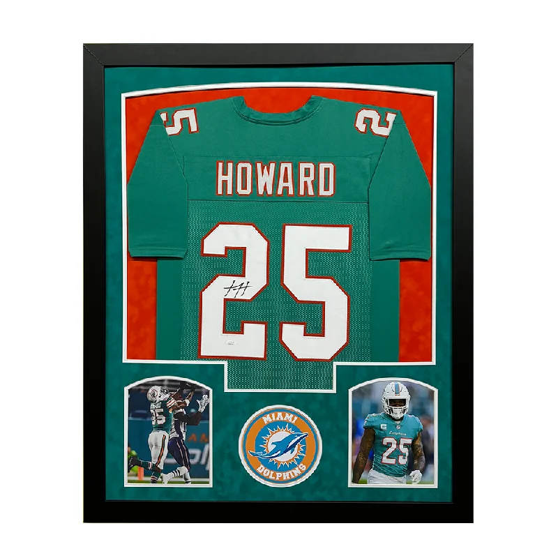 Soccer jersey for school sports events and activities-Xavien Howard Signed Miami Teal Custom Suede Matte Framed Football Jersey