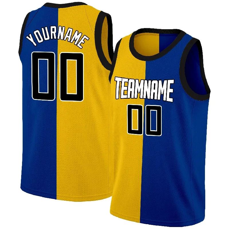 Soccer jersey with professional-grade materials-Basketball jersey with professional-grade materials-Custom Yellow Blue-White Split Fashion Tops Basketball Jersey