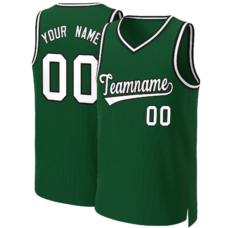 Personalized soccer jersey for casual wear-Personalized basketball jersey for casual wear-Custom Green White-Black Classic Tops Basketball Jersey