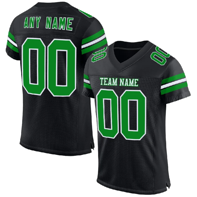 Custom soccer jersey for charity events-Custom Black Grass Green-White Mesh Authentic Football Jersey