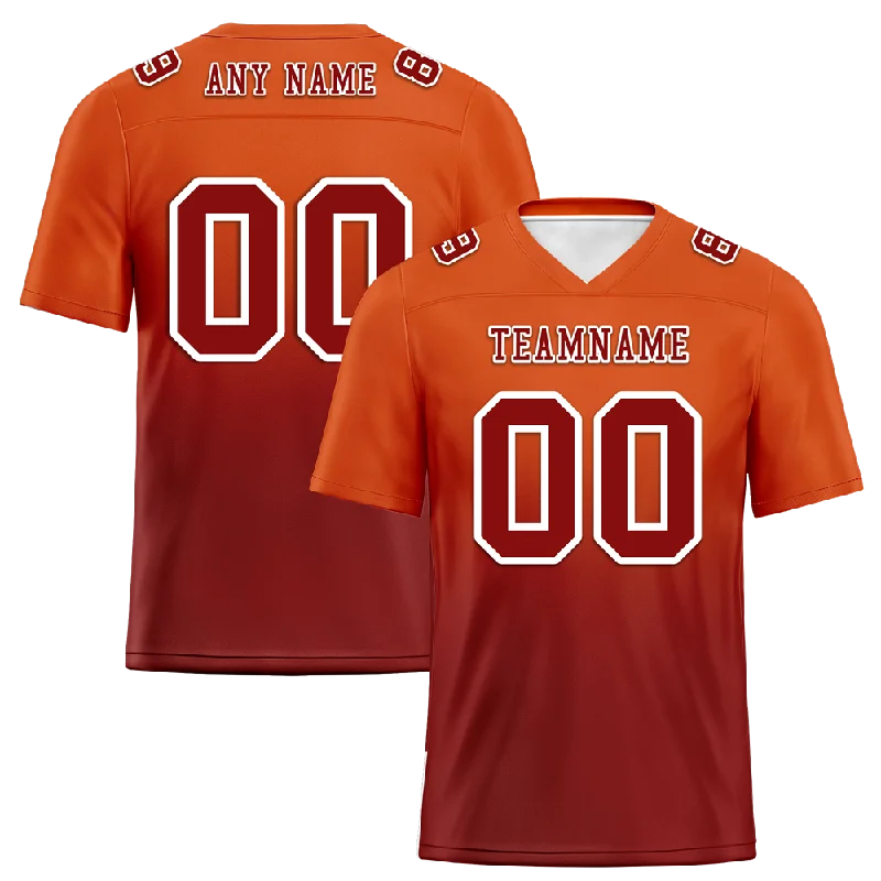 Personalized soccer jersey with team logo-Custom Orange Brown Fade Fashion Brown Personalized Authentic Football Jersey FBJ02-bc0f0c8