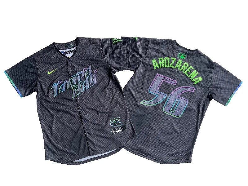 Baseball jersey with matching cap and accessories-Men's Tampa Bay Rays Randy Arozarena #56Charcoal 2024 City Connect Limited Player Jersey