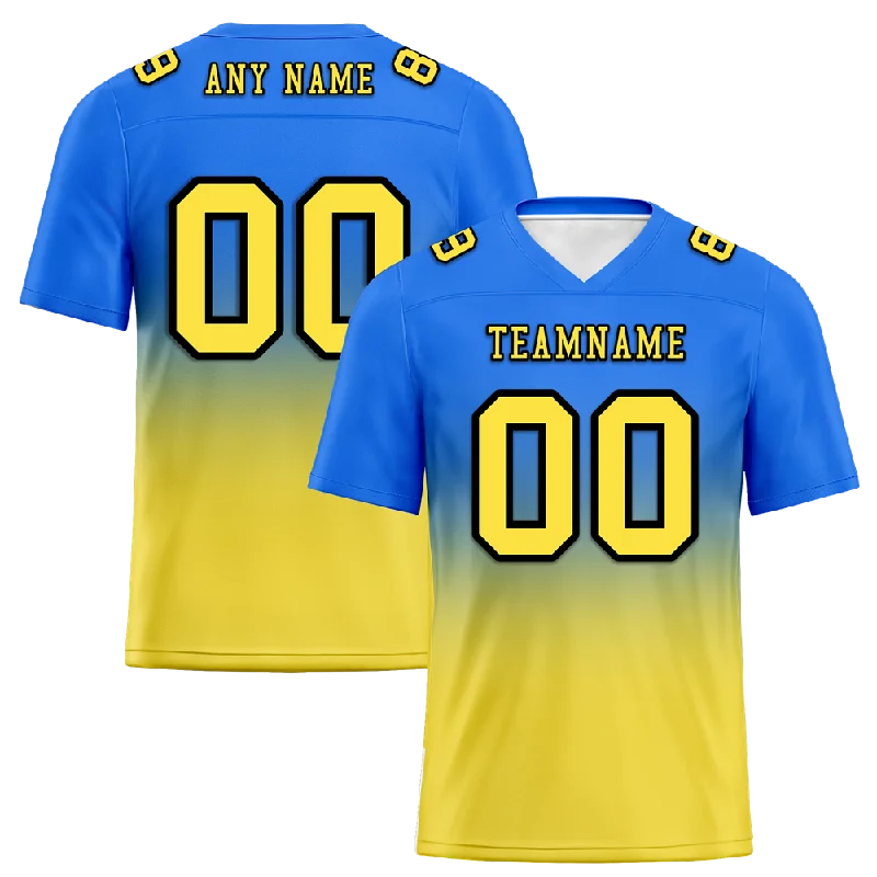 Custom soccer jersey for ultimate team pride-Custom Blue Yellow Fade Fashion Yellow Personalized Authentic Football Jersey FBJ02-bc0f0cc