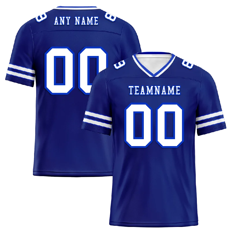 Team soccer jersey with matching accessories-Custom Blue Sleeve Stripes White Personalized Authentic Football Jersey FBJ02-bc0f08a