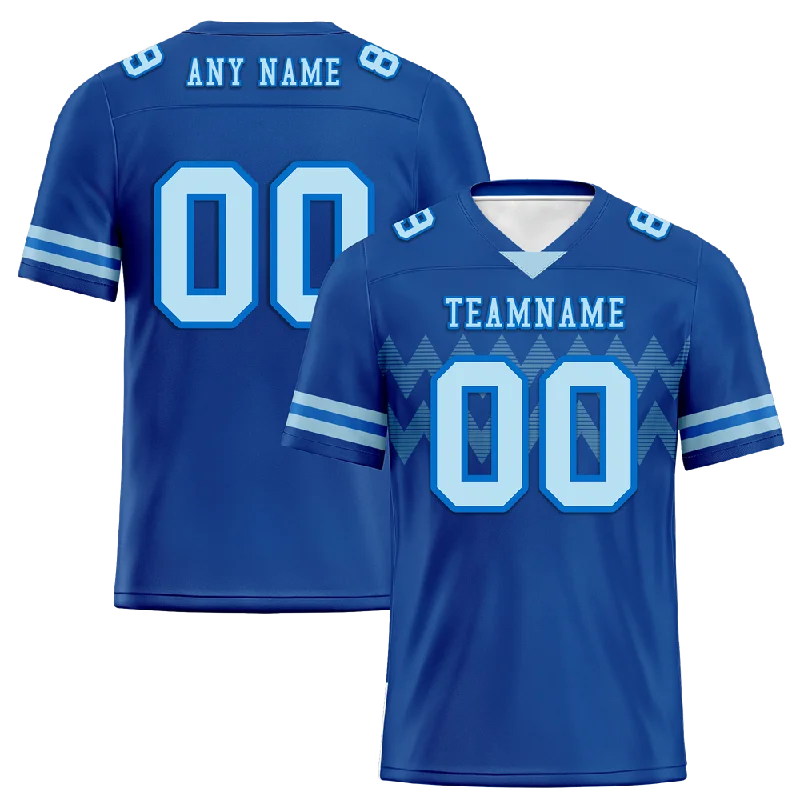 Soccer jersey for high school teams-Custom Blue Sleeve Stripes Aqua Personalized Authentic Football Jersey FBJ02-bc0f0df