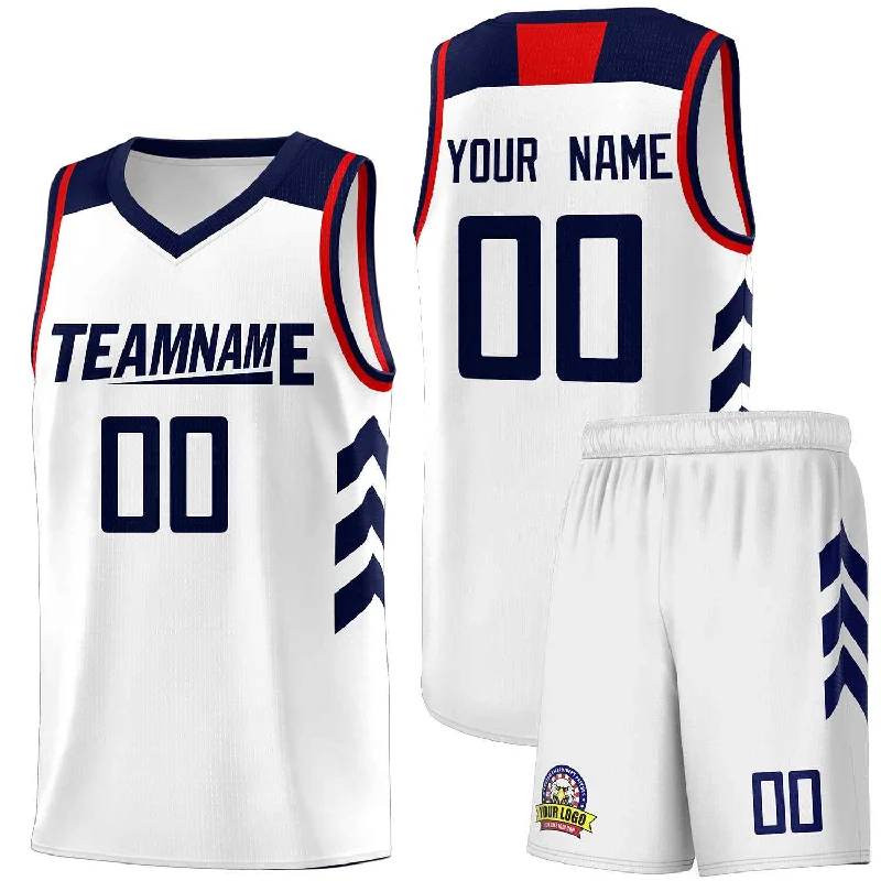 Authentic soccer jersey for sports memorabilia-Authentic basketball jersey for sports memorabilia-Custom White Navy Classic Sets Sports Uniform Basketball Jersey