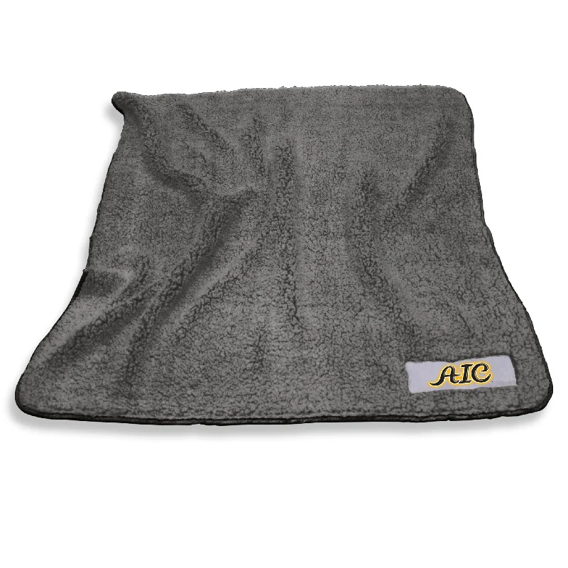 Soft team home textiles with embroidered logos-American International College Color Frosty Fleece