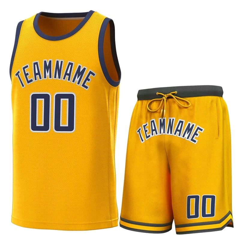 Custom soccer jersey for team bonding experiences-Custom basketball jersey for team bonding experiences-Custom Yellow Navy-White Classic Sets Basketball Jersey