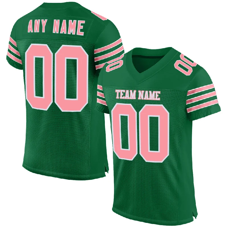 Personalized soccer jersey for a unique look-Custom Kelly Green Medium Pink-White Mesh Authentic Football Jersey