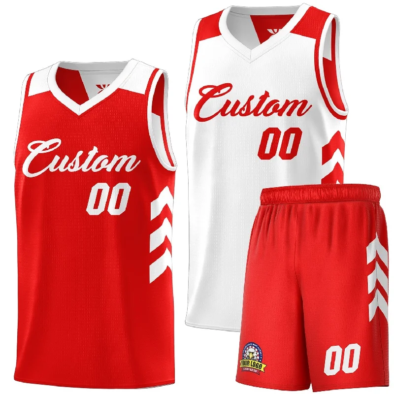 Custom soccer jersey for ultimate team pride-Custom basketball jersey for ultimate team pride-Custom White Red Double Side Sets Men Basketball Jersey