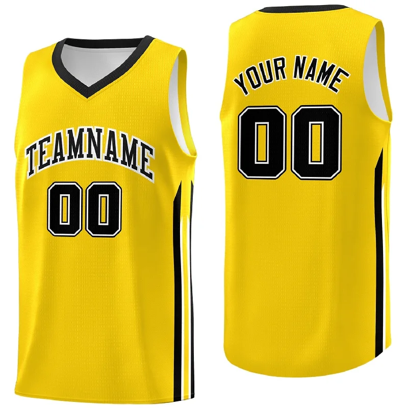 Soccer jersey for fans who love their team-Basketball jersey for fans who love their team-Custom Yellow Black-White Classic Tops Fashion Sportwear Basketball Jersey