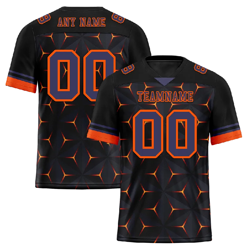 Custom soccer jersey with player name and number-Custom Black Orange 3D Pattern Purple Personalized Authentic Football Jersey FBJ02-bc0faed