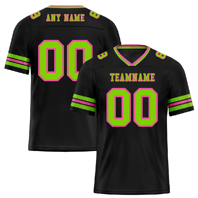 Soccer jersey with professional team logos-Custom Black Sleeve Stripes Green Personalized Authentic Football Jersey FBJ02-bc0f0fb