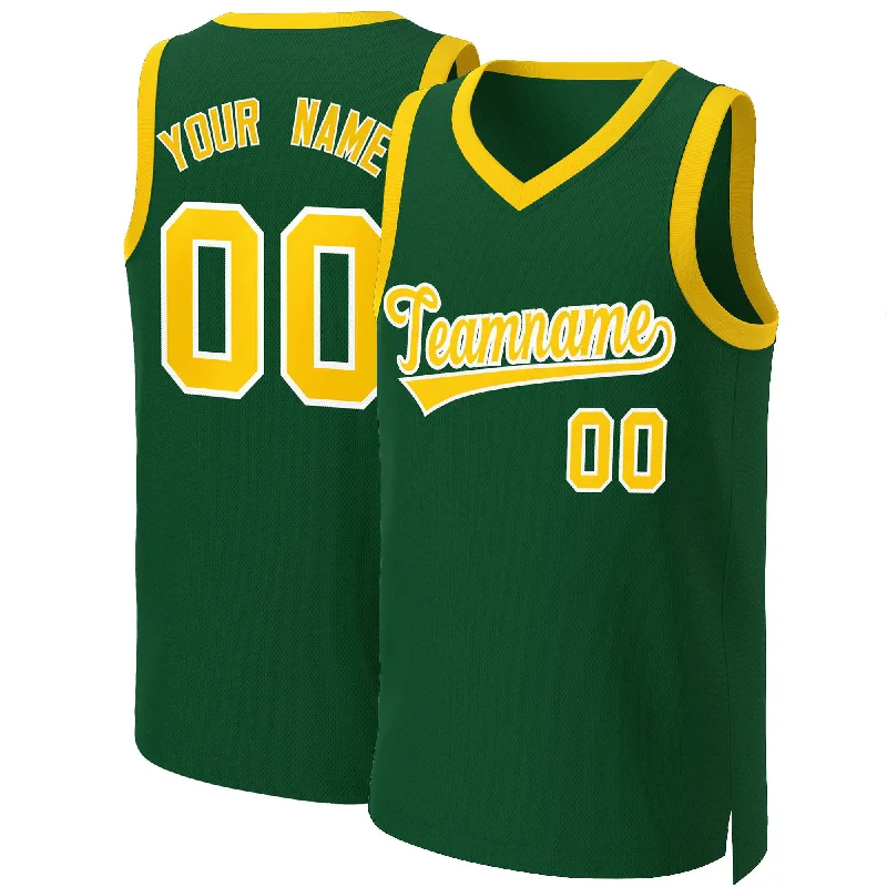 Custom soccer jersey for league championships-Custom basketball jersey for league championships-Custom Green Gold-White Classic Tops Basketball Jersey