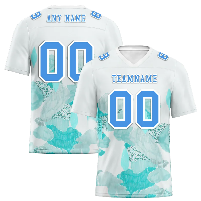 Custom soccer jersey for professional teams-Custom White Graffiti Pattern Blue Personalized Authentic Football Jersey FBJ02-bc0facd