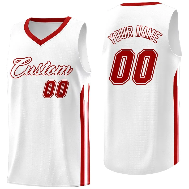 Soccer jersey with vibrant designs for energetic players-Basketball jersey with vibrant designs for energetic players-Custom White Red Classic Tops Athletic Casual Basketball Jersey