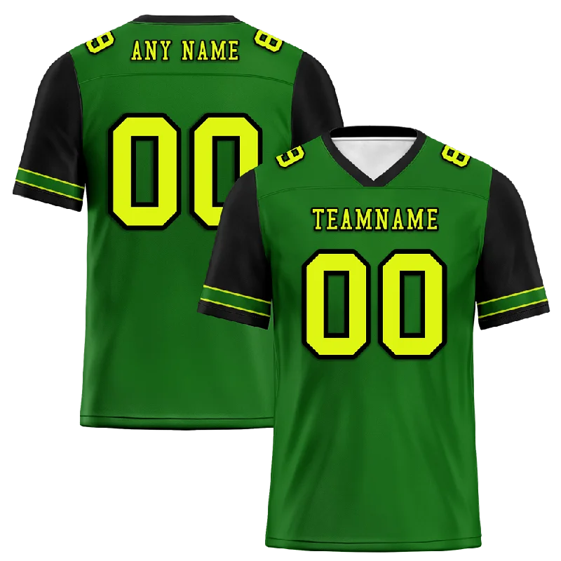 Soccer jersey for professional athletes and amateurs-Custom Green Black Two Tone Yellow Personalized Authentic Football Jersey FBJ02-bc0fa0e