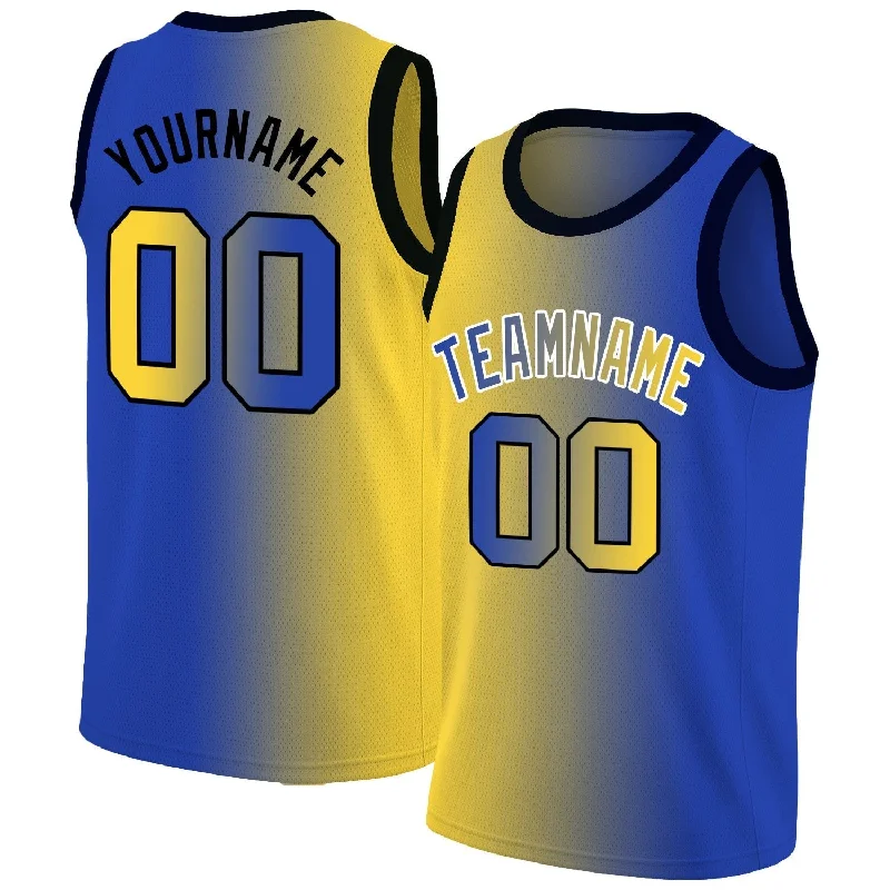 Custom soccer jersey with contemporary designs-Custom basketball jersey with contemporary designs-Custom Yellow Royal Gradient Fashion Tops Basketball Jersey