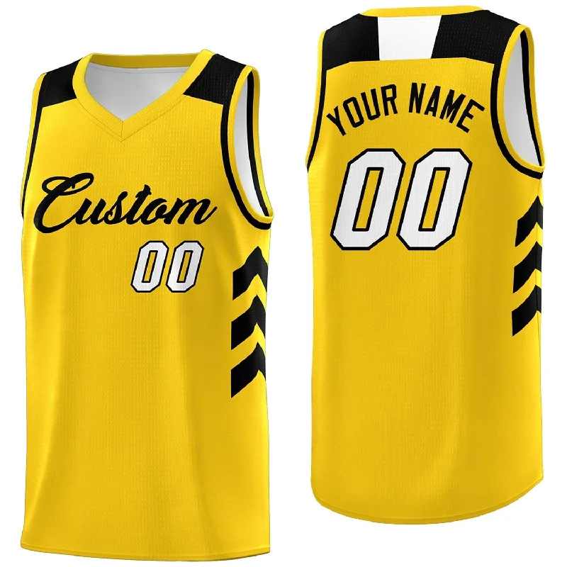 Personalized soccer jersey for team photo sessions-Personalized basketball jersey for team photo sessions-Custom Yellow Black Classic Tops Fashion Sportwear Basketball Jersey