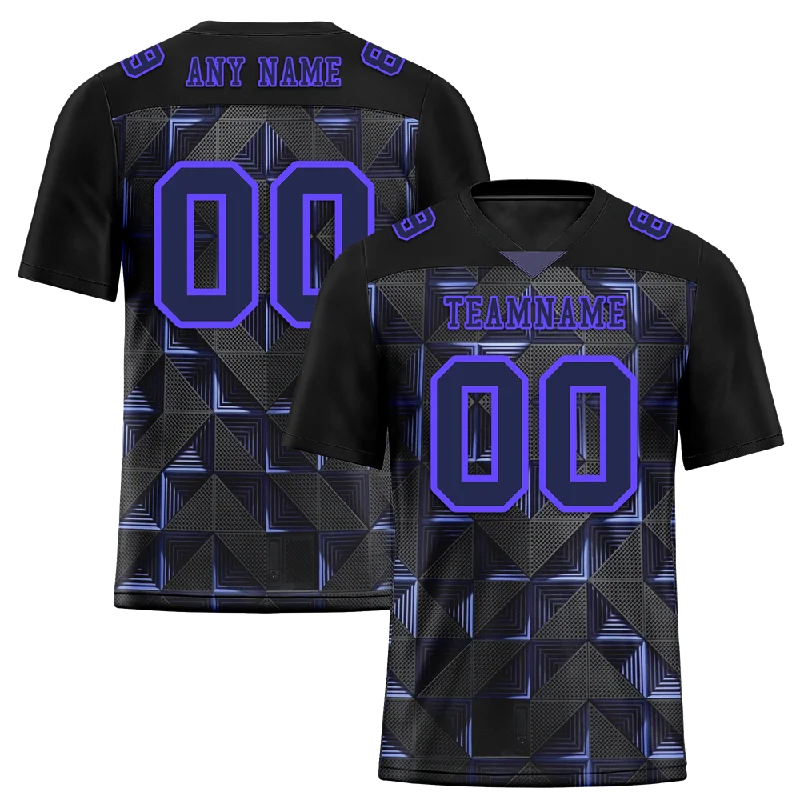 Custom soccer jersey for team spirit-Custom Black 3D Pattern Purple Personalized Authentic Football Jersey FBJ02-bc0faef